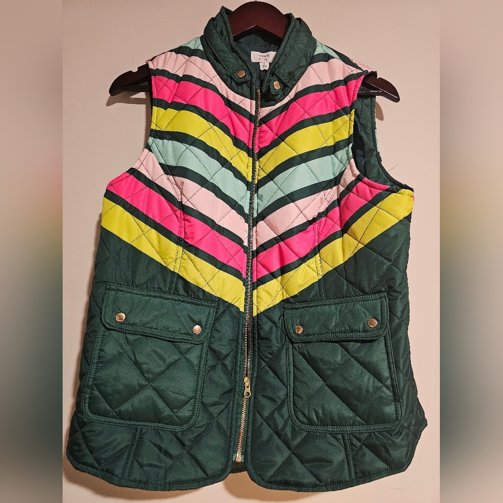Crown & Ivy Women's Chevron Quilted Vest Hunt Green
